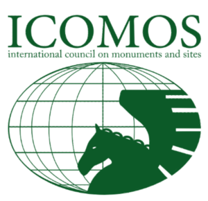 ICOMOS logo with stylized horse emblem and the text “ICOMOS”.